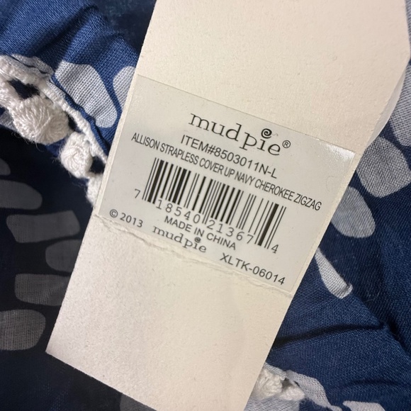 Mud Pie Women's Allison Strapless Navy Blue Chevron Swim Cover-Up NWT L (12-14) - Picture 6 of 10